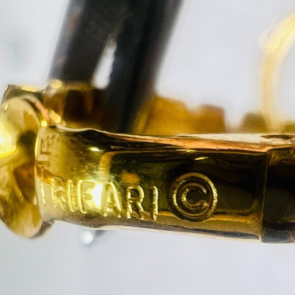 Vtg Hoop Textured White & Gold-tone Post Earrings Spring Summer Trifari@ 70-80s - Picture 6 of 6